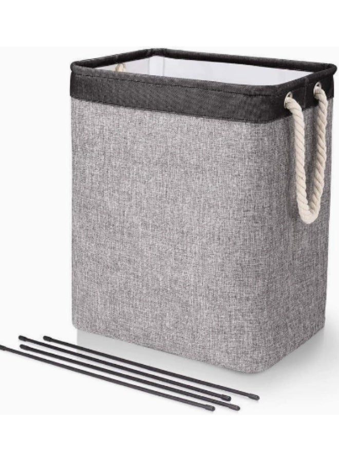 Arabest Laundry Basket with Handles and Brackets Large Tall Hamper Collapsible Washing Bin Built-in Lining for Bedroom Dorm Toy Clothing Storage (Beige and Grey) - Image 1